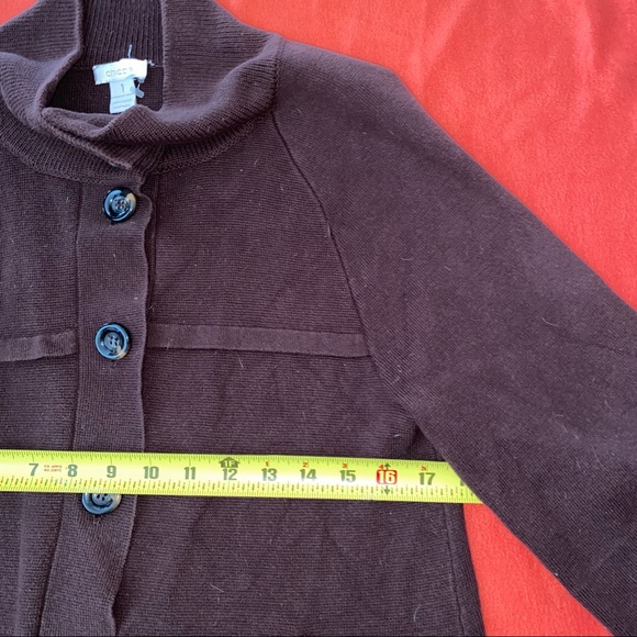 Chico’s cotton 3/4 sleeve collared knitted thick cardigan - Picture 6 of 7